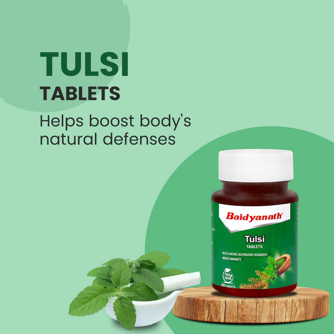 Baidyanath Tulsi Tablets – Pure Herbs (60 Tablets) Pack of 2