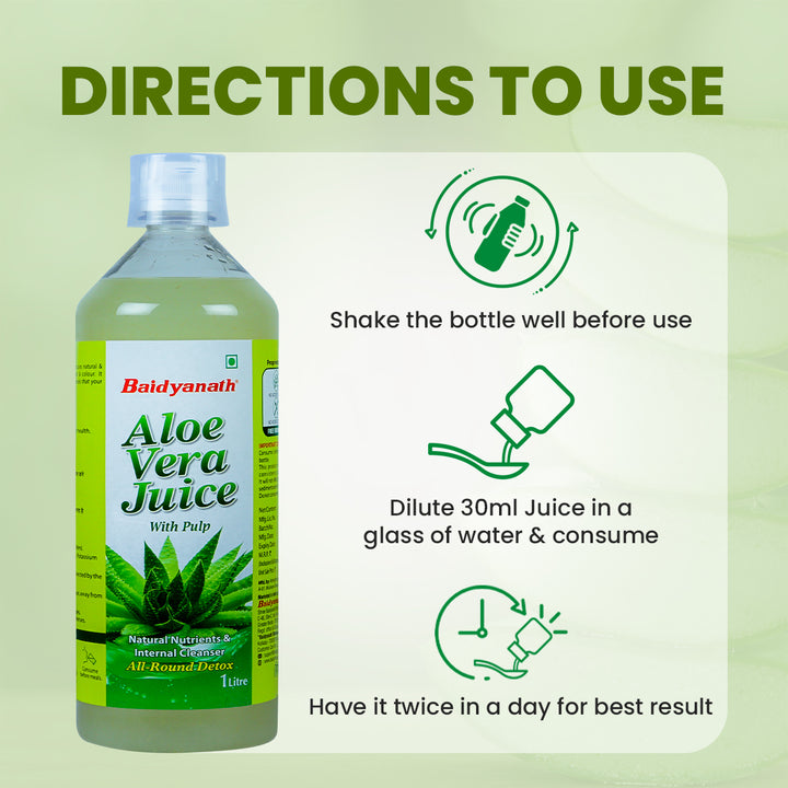 Direction to use Baidyanath aloe vera juice.