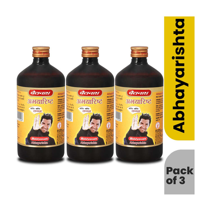 Baidyanath Abhayarisht - 450 ml | Useful in Piles, Constipation and Abdominal Pain Relief (Pack of 3)