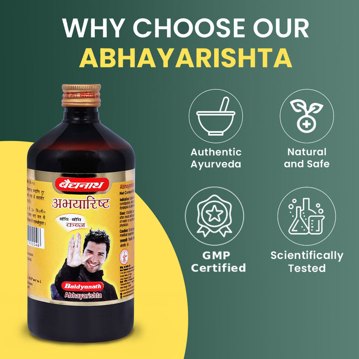 Baidyanath Abhayarisht - 450 ml | Useful in Piles, Constipation and Abdominal Pain Relief (Pack of 2))