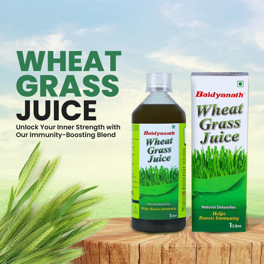 Baidyanath wheat grass juice, 1 litre bottle & box, unlock your inner strength with our immunity-boosting blend.