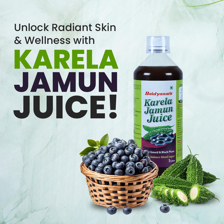 Baidyanath Karela Jamun Juice -1000ml | Natural Remedy for Blood Sugar Management | Good for Diabetic Care (Pack of 2)