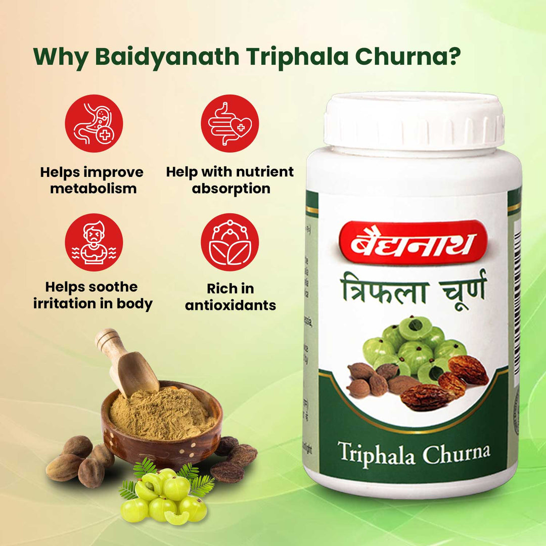 Baidyanath Triphala Churna- 240g ( Pack of 2) Help to Improve Bowel Movement & Indigestion, Constipation and Digestive Disorders