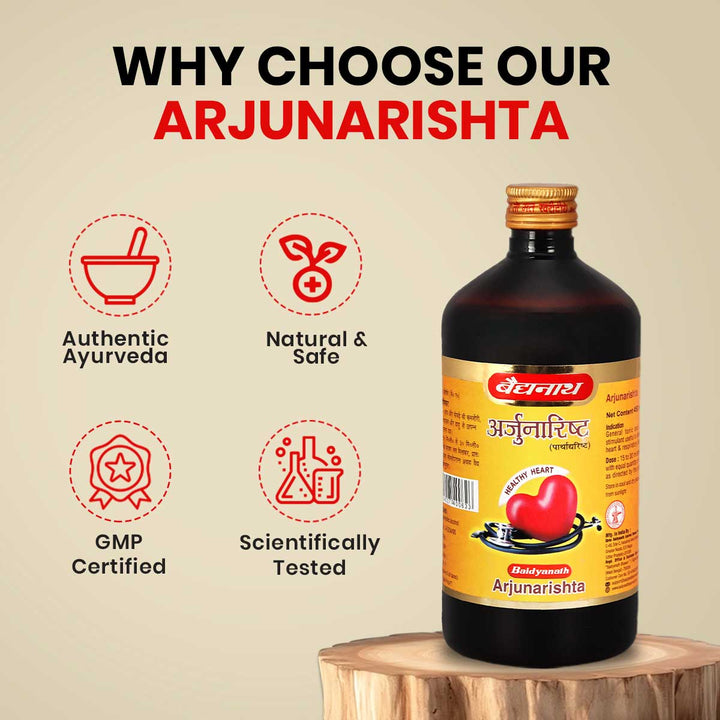 Baidyanath Arjunarishta (450 ml) for Healthy Heart and Digestion, helps to maintains Blood pressure