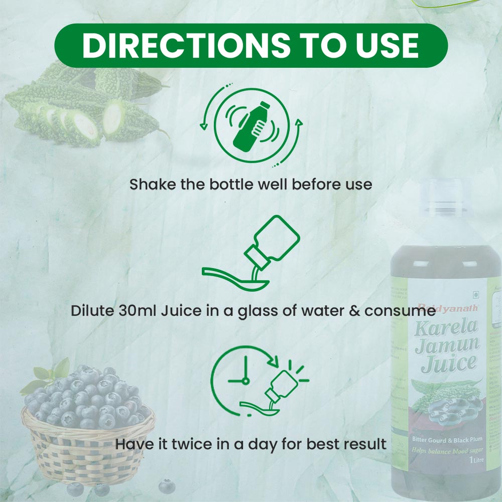 Directions to use baidyanath karela jamun juice.