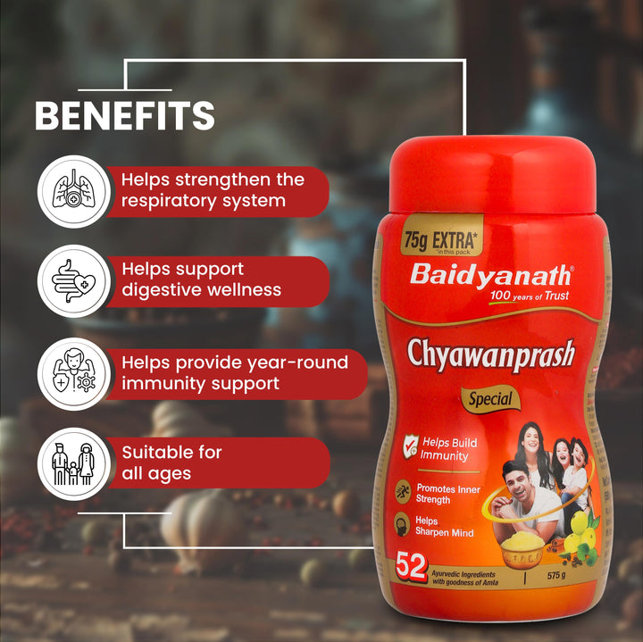 Baidyanath Chyawanprash special  box with there benefits.