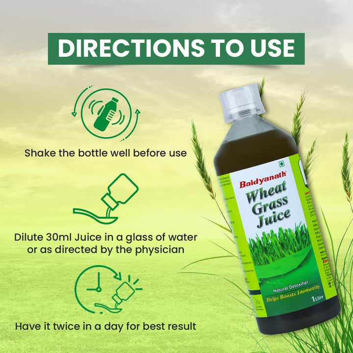 Directions to use baidyanath wheat grass juice.