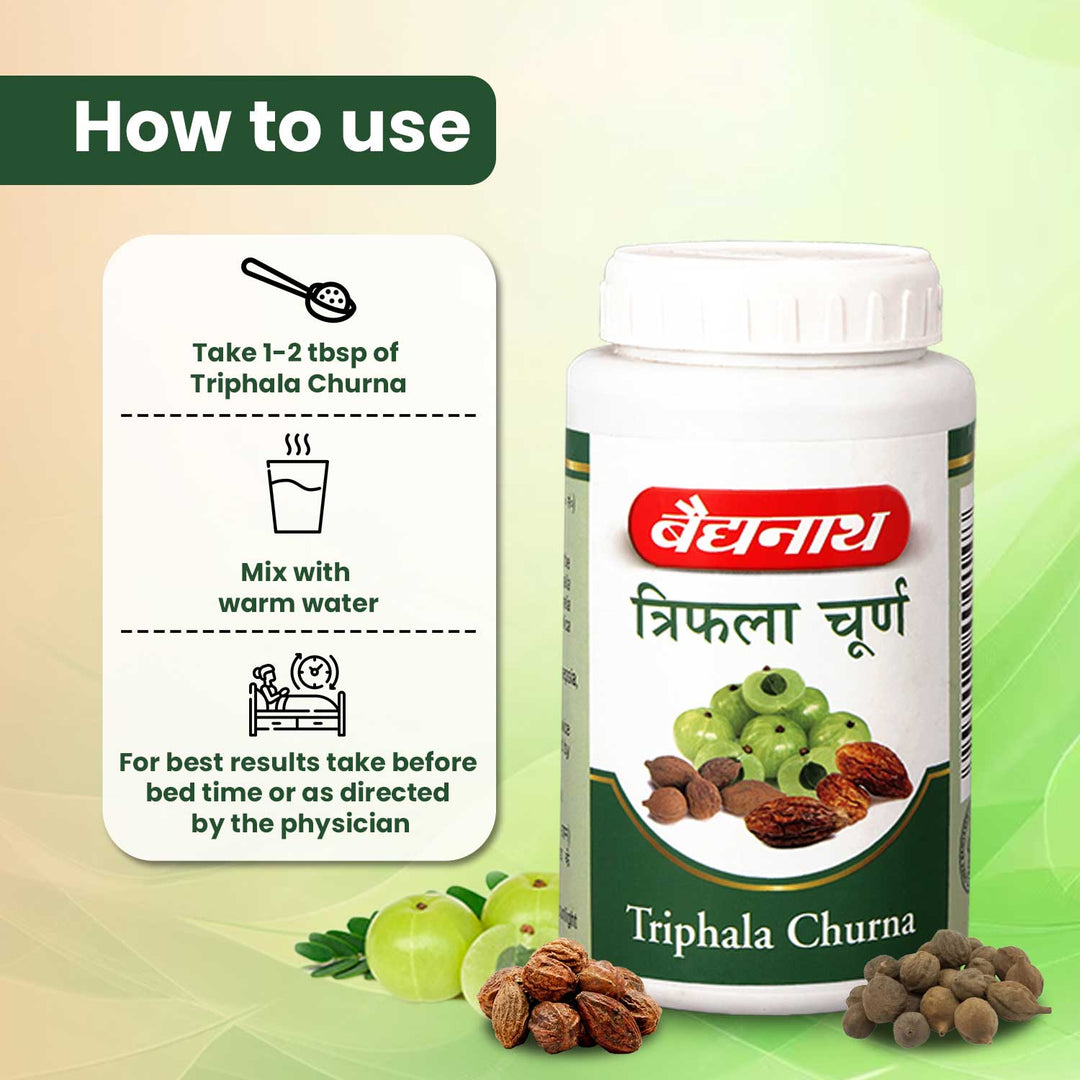 Baidyanath Triphala Churna- 240g ( Pack of 2) Help to Improve Bowel Movement & Indigestion, Constipation and Digestive Disorders