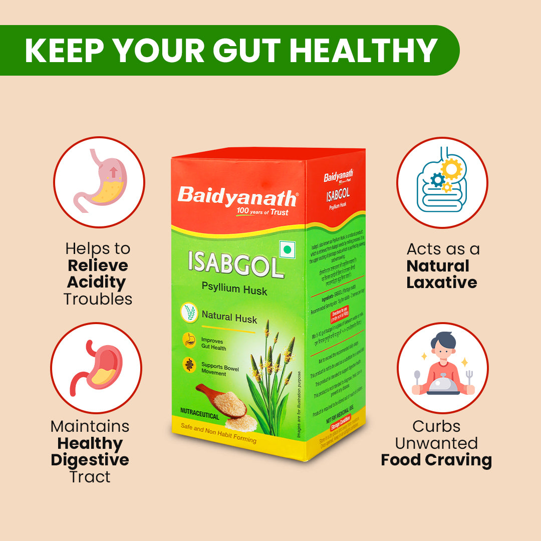 Baidyanath Isabgol (Psyllium Husk) | Healthy Digestive Tract | Rich Source Of Dietary Fibre, Gluten Free | Effectively Relieves Constipation | Supplement For Digestion