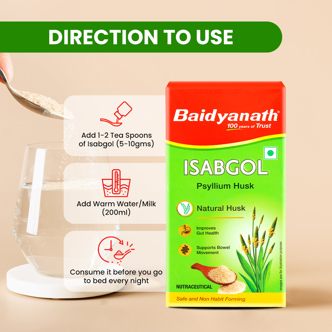 Baidyanath Isabgol (Psyllium Husk) | Healthy Digestive Tract | Rich Source Of Dietary Fibre, Gluten Free | Effectively Relieves Constipation | Supplement For Digestion