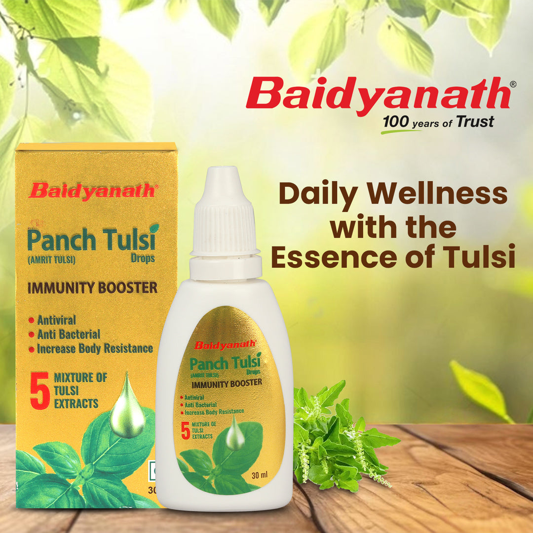 Baidyanath Panch Tulsi Drops - 30 ml | Natural Immunity Booster with Goodness of Five Types of Tulsi (Pack of 2)