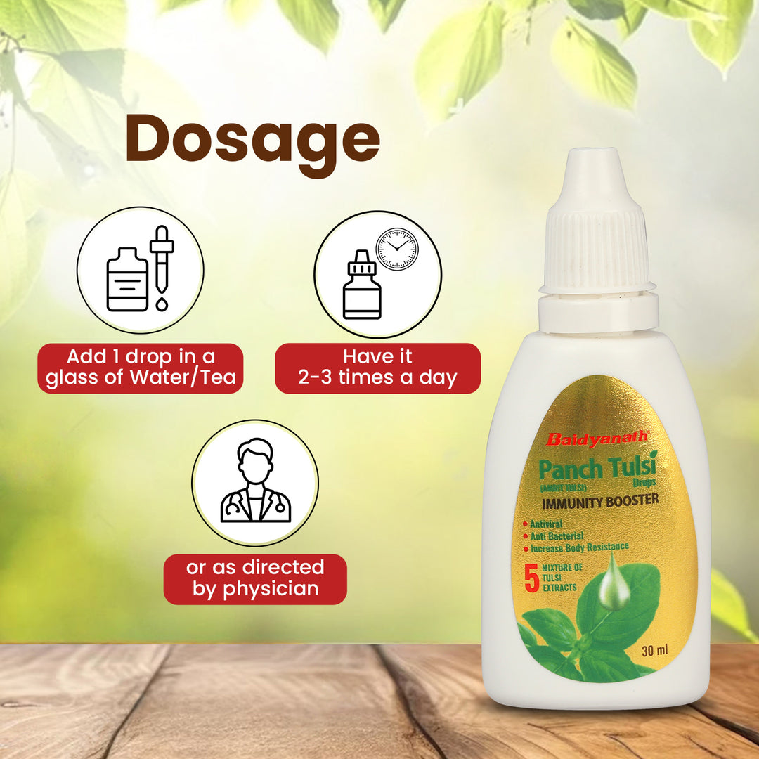 Baidyanath Panch Tulsi Drops - 30 ml | Natural Immunity Booster with Goodness of Five Types of Tulsi (Pack of 2)