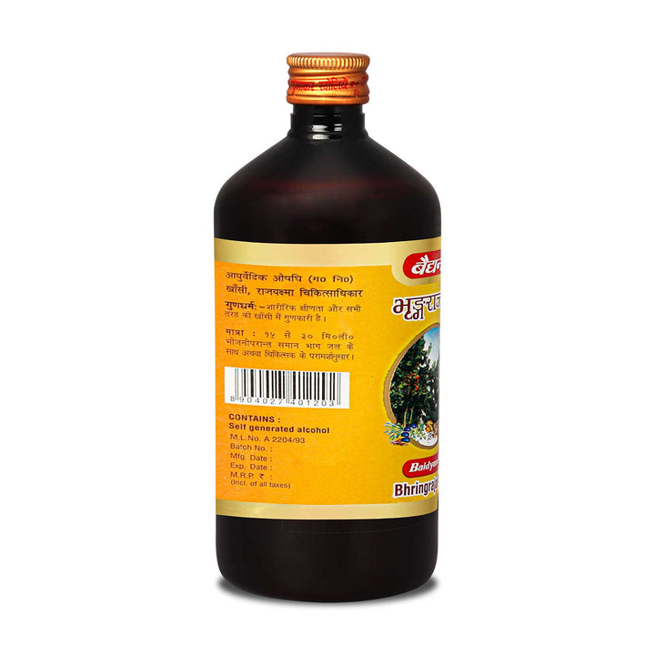 Baidyanath Bhringrajasav (450 ml) | Helps to Manage Common Cold, Cough & Premature Greying of Hair | Maintains Overall Wellbeing (Pack of 1)