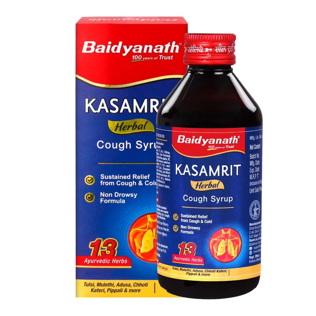 Baidyanath Kasamrit Herbal and Ayurvedic Cough Syrup (200 ml) Pack of 2