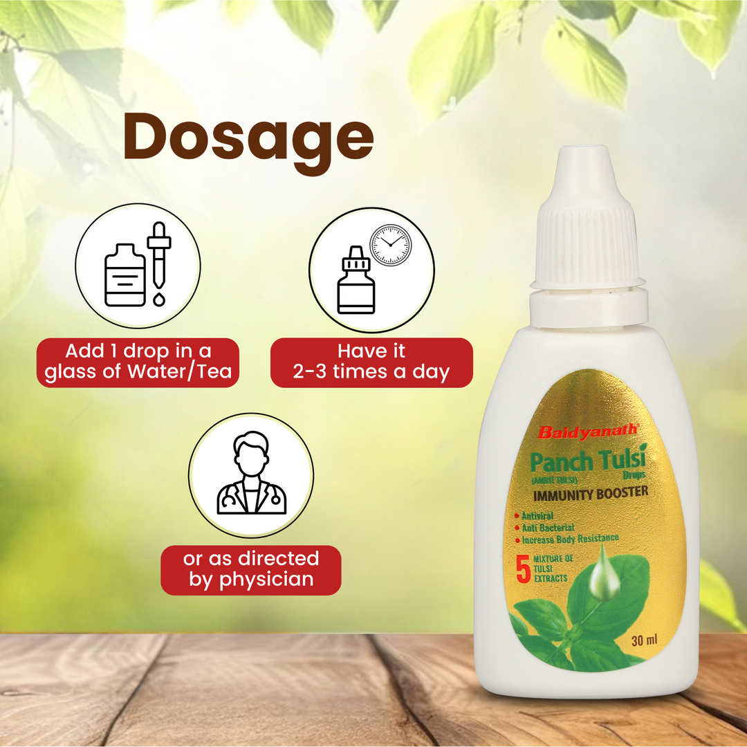 Baidyanath Panch Tulsi Drops - 30 ml | Natural Immunity Booster with Goodness of Five Types of Tulsi (Pack of 1)