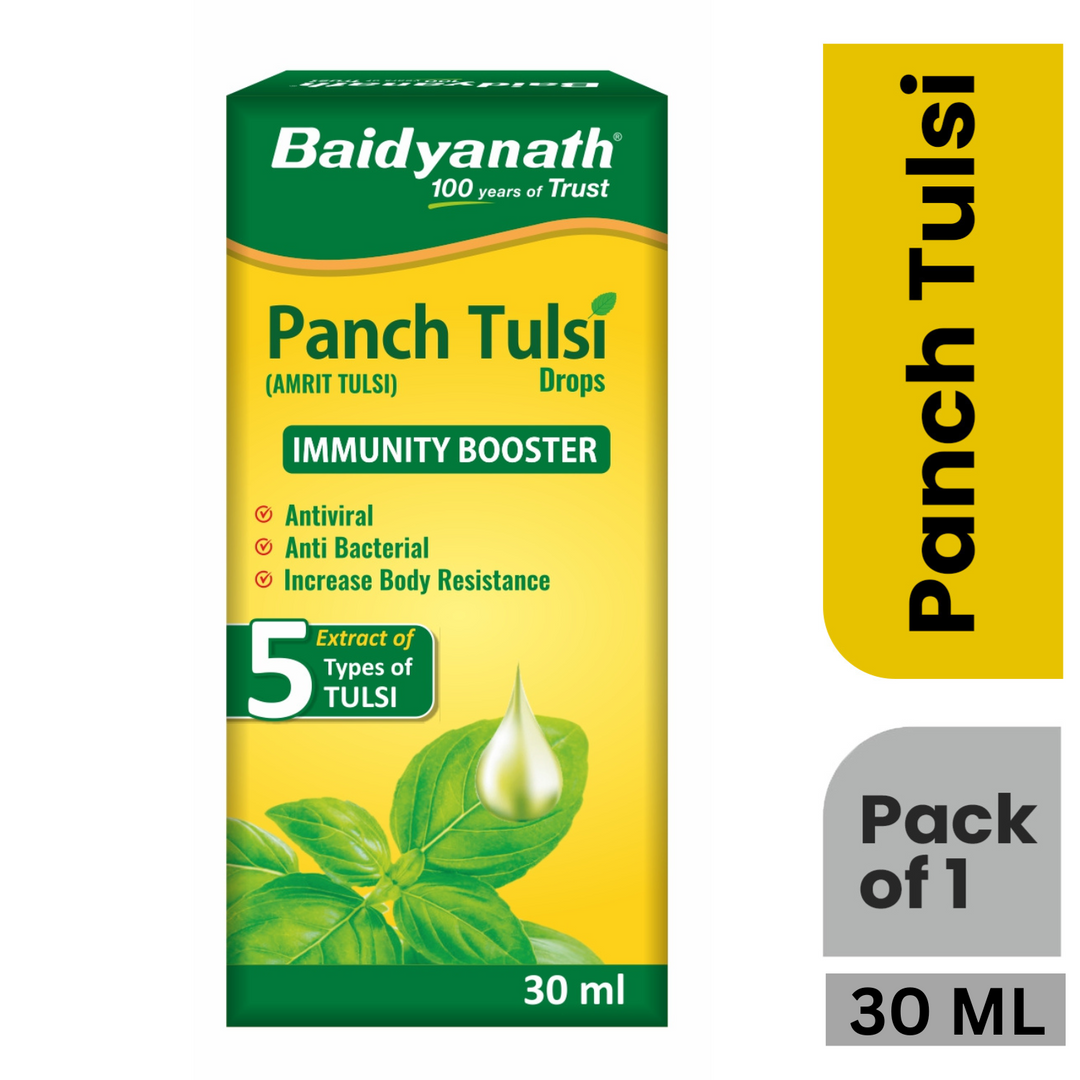 Baidyanath Panch Tulsi Drops - 30 ml | Natural Immunity Booster with Goodness of Five Types of Tulsi (Pack of 1)