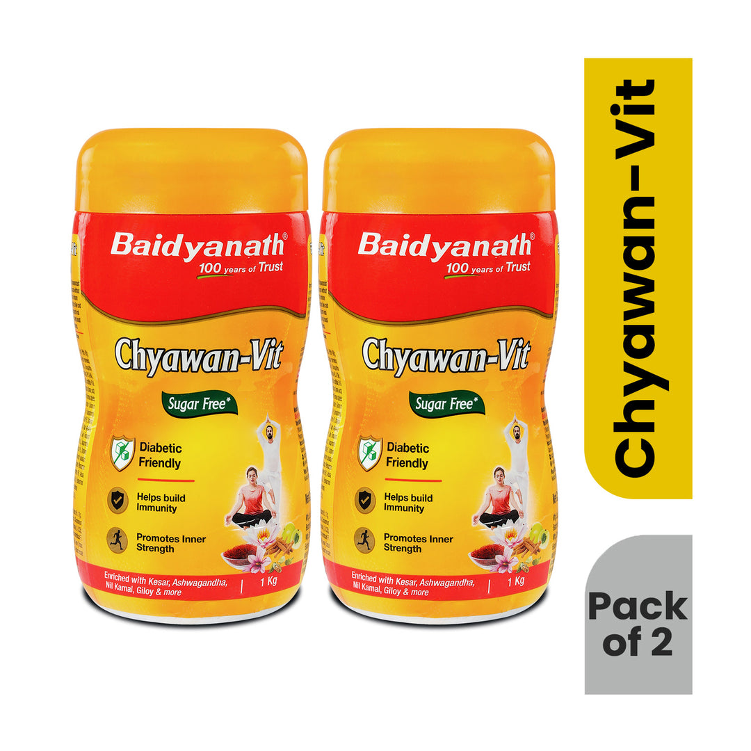 Baidyanath Sugarfree Chyawan-Vit 1 Kg ( Pack of 2) - Specially Formulated Chyawanprash With No Added Sugar- With Benefits Of Amla, Ashwagandha And Almonds| Ayurvedic Immunity Booster