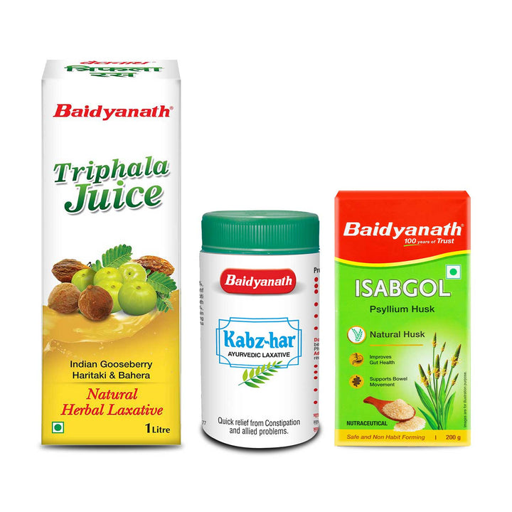 Baidyanath Constipation Care Combo- Triphala juice 1 LT, Kabz har 100 GM, Isabgol 200 GM  (Pack of 3)