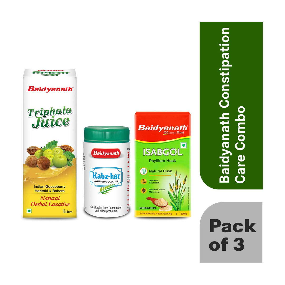 Baidyanath Constipation Care Combo- Triphala juice 1 LT, Kabz har 100 GM, Isabgol 200 GM  (Pack of 3)