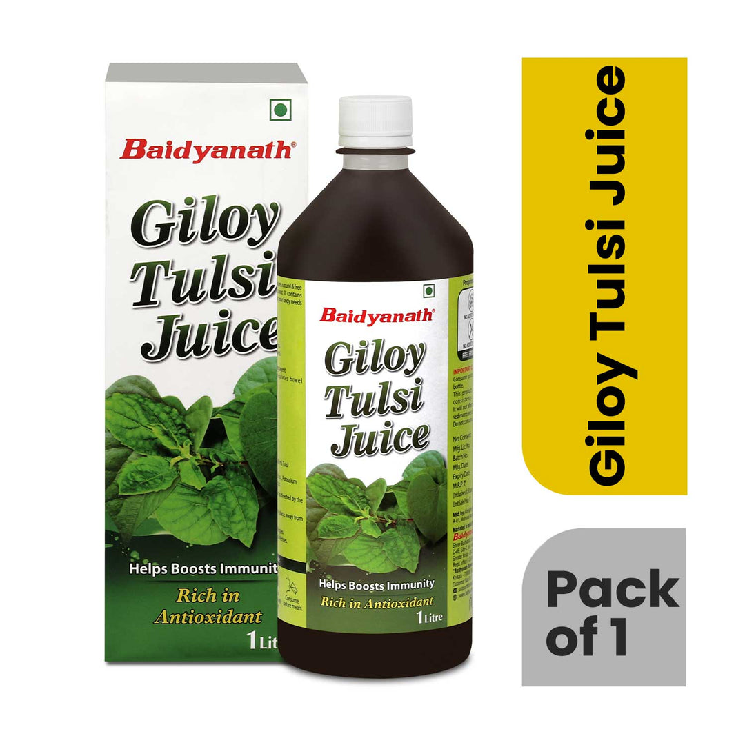 Baidyanath Giloy Tulsi Herbal Juice - 1000ml | Helps Boost Immunity & Promotes Good Health | Supports Respiratory Wellness (Pack of 1)