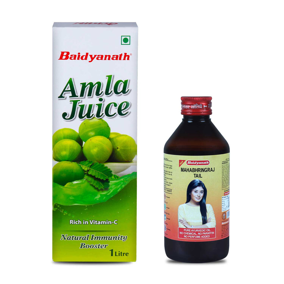 Baidyanath Hair Care Combo for Healthy Hair - Amla Juice 1 LT & Mahabhringraj Oil 200ml  (Pack of 2)