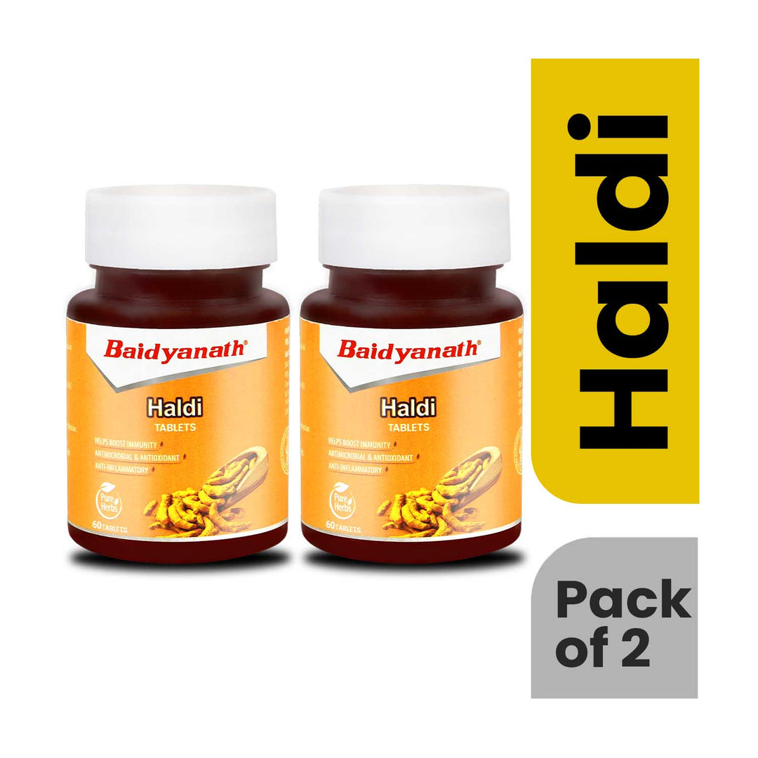 Baidyanath Haldi Tablets - 60Tablet | Natural Haldi Extract | Helps Boost Immunity, Blood Cleansing & Skin Problems (Pack of 2)