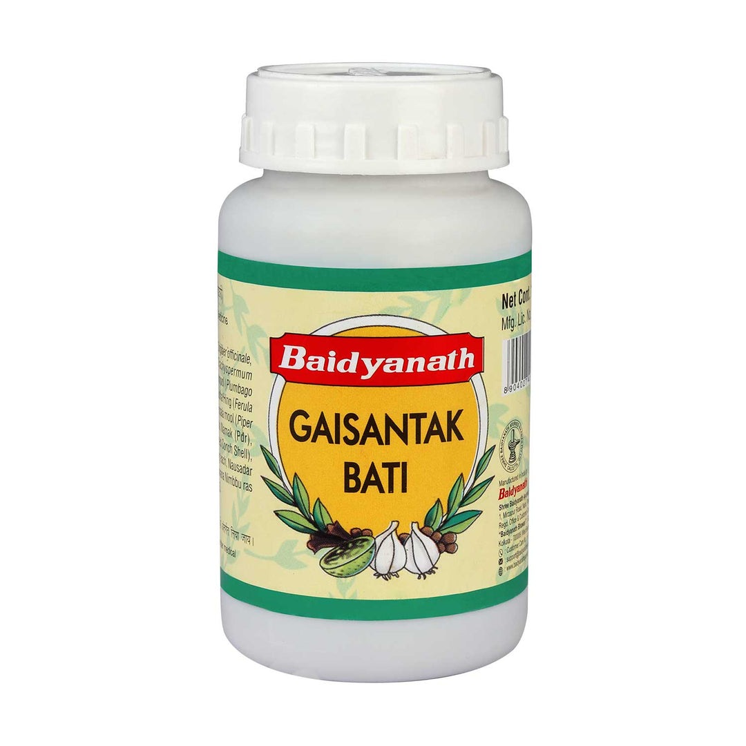 Baidyanath Gaisantak Bati -100gm | Reduces and neutralizes acid levels | Provide Quick relief from common digestive problems like Gas formation, Hyperacidity, and Bloating (Pack of 1)