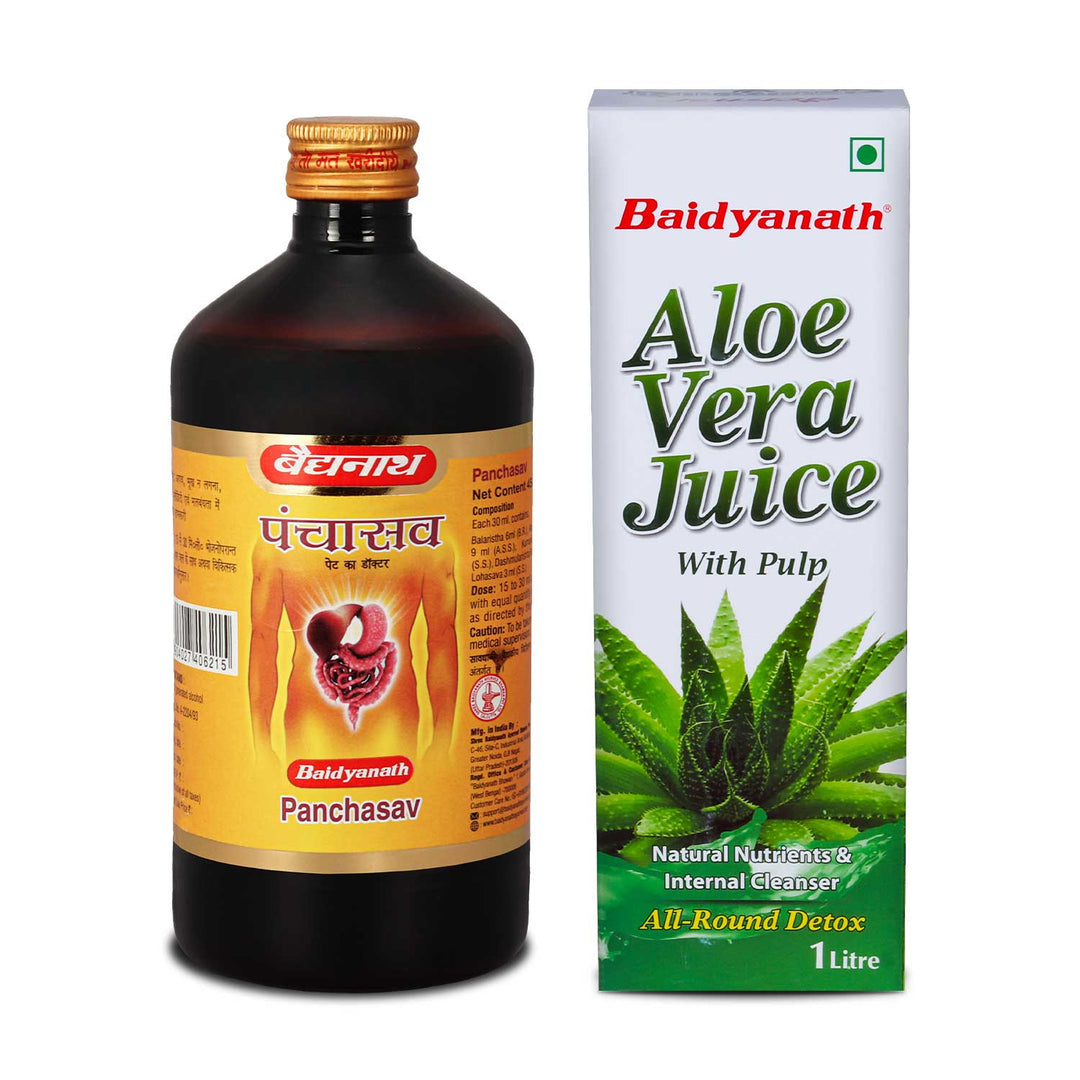 Baidyanath Indigestion Care Combo- Aloe vera juice 1 LT, Panchasav 450ML  (Pack of 2)