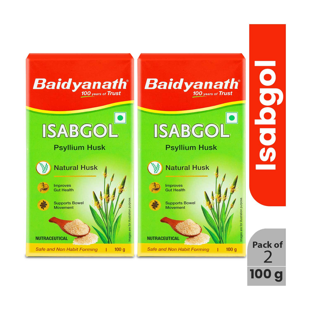 Baidyanath Isabgol (Psyllium Husk) - 100 gm (Pack of 2)| Healthy Digestive Tract | Rich Source Of Dietary Fibre, Gluten Free | Effectively Relieves Constipation