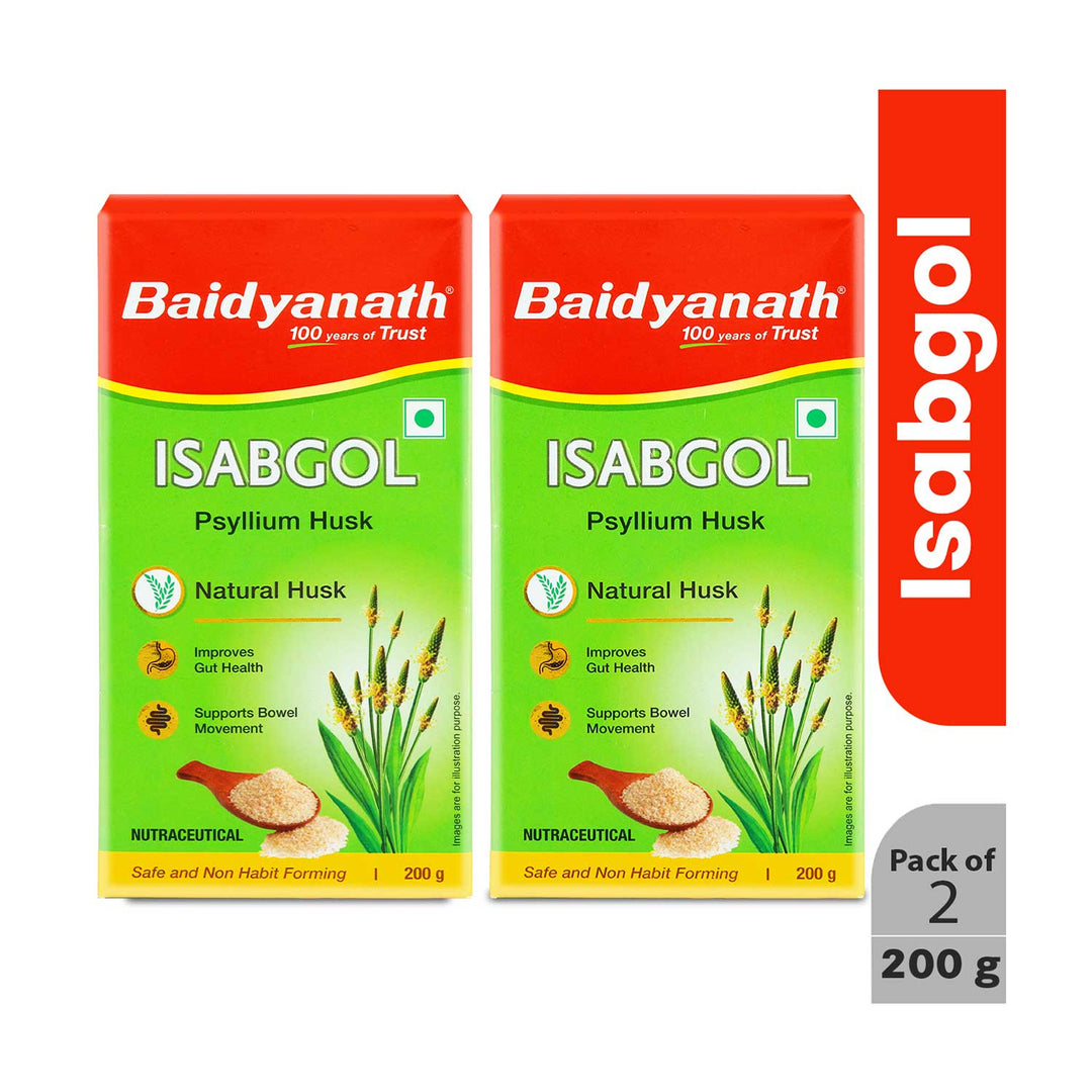 Baidyanath Isabgol (Psyllium Husk) - 200 gm | Healthy Digestive Tract | Rich Source Of Dietary Fibre, Gluten Free | Effectively Relieves Constipation | Supplement For Digestion  (Pack of 2)