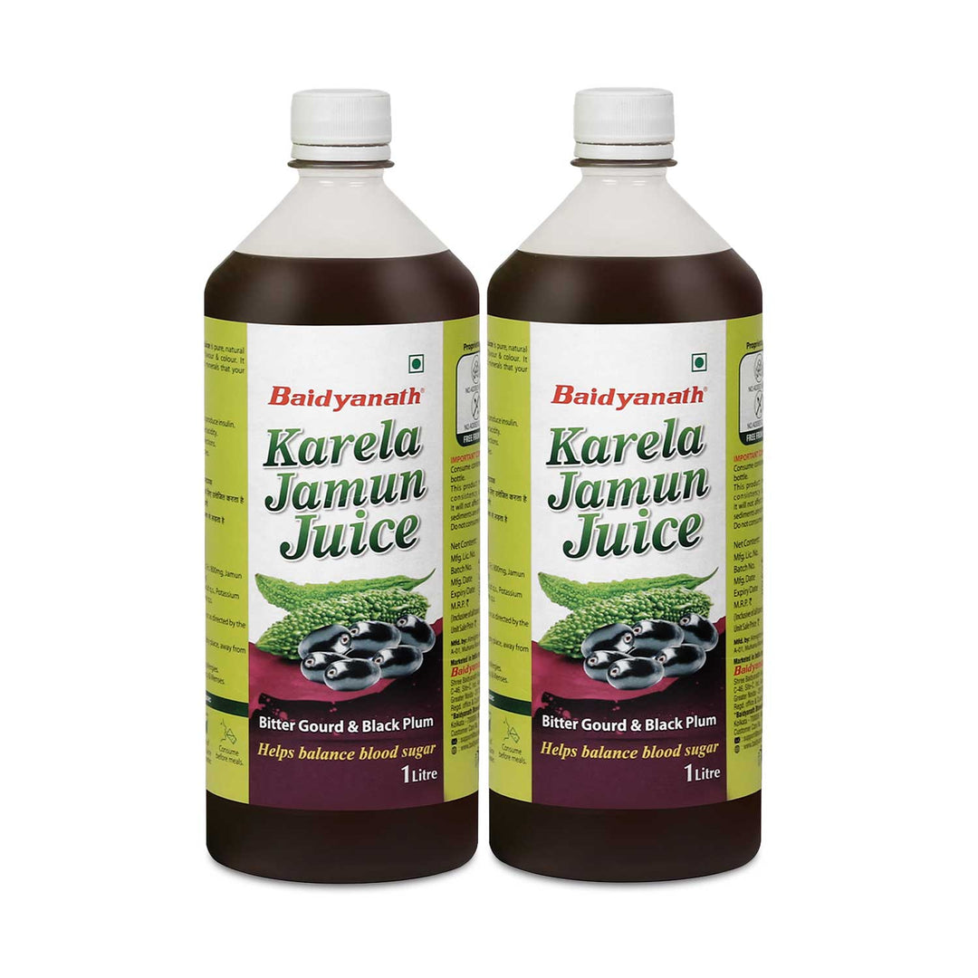 Baidyanath Karela Jamun Juice -1000ml | Natural Remedy for Blood Sugar Management | Good for Diabetic Care (Pack of 2)