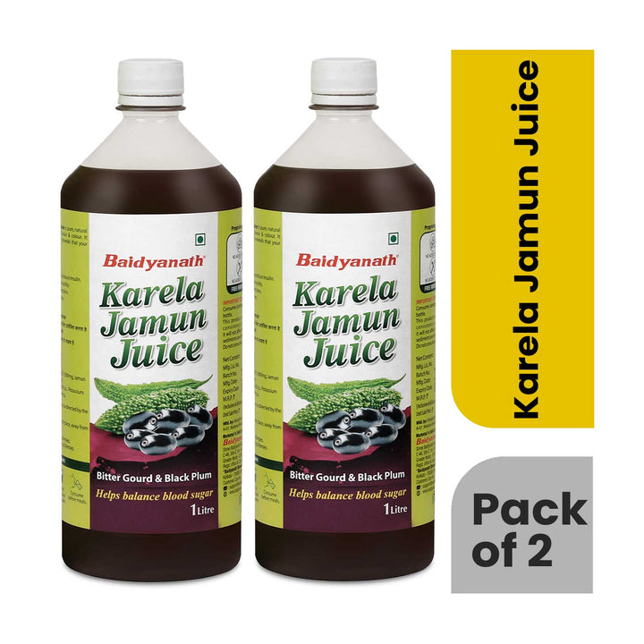 Baidyanath Karela Jamun Juice -1000ml | Natural Remedy for Blood Sugar Management | Good for Diabetic Care (Pack of 2)