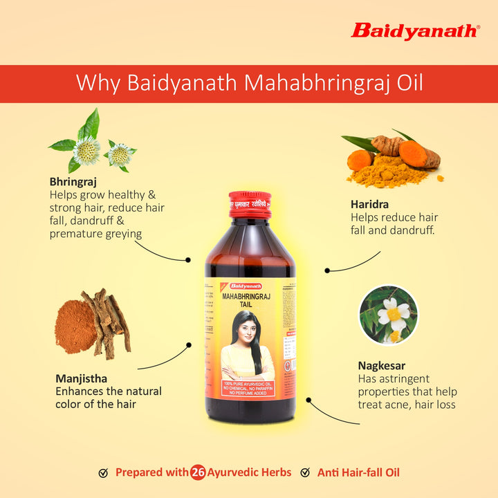 Baidyanath Mahabhringraj Ayurvedic Hair Oil -Helps for Hair Growth, Nourishment, Complete Hair Care