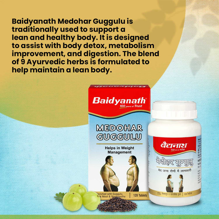 Baidyanath Medohar Guggulu 120 Tab | Enriched with Guggulu, Chitrakmool and Nagarmotha