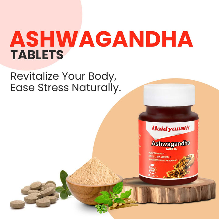 Baidyanath Ashwagandha- General Wellness Tablets (60 Tab) | Rejuvenates Mind and Body