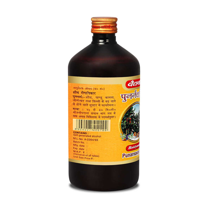 Baidyanath Punarnavarishta - 450 ml | Help To Relief Liver Problems & Fatty Liver (Pack of 1)