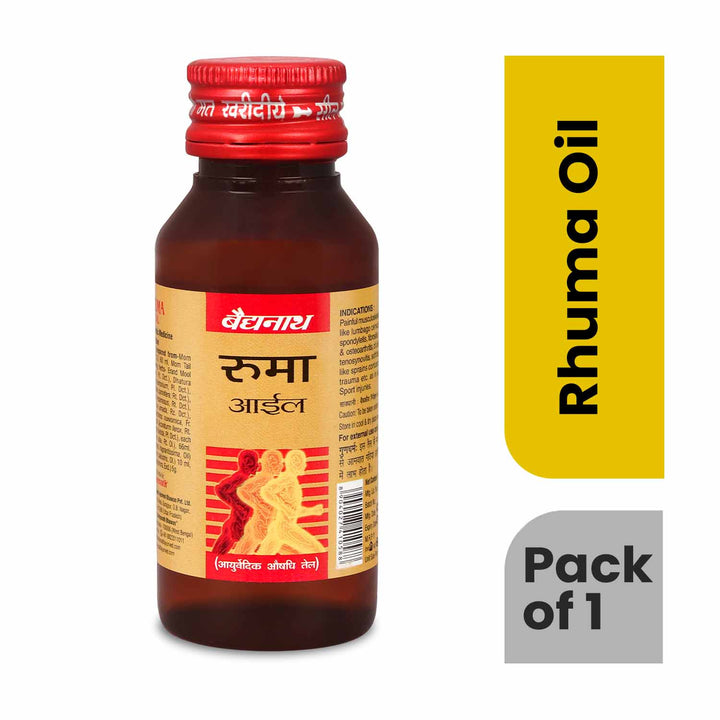 Baidyanath Rhuma Oil 50 ml Ayurvedic Massage Oil Helpful in Joint Pain, and Muscle Cramps, Sprains & Strains