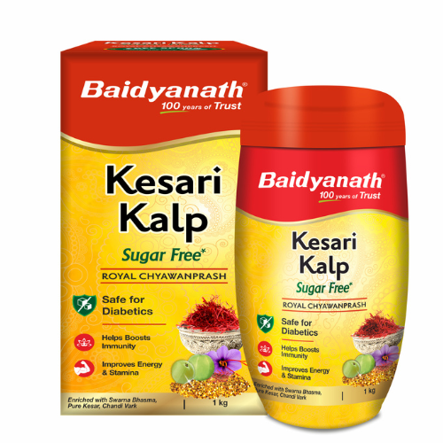 Baidyanath Kesari Kalp Sugar Free Royal Chyawanprash - 1kg | Promotes Vitality, Strength & Stamina in Adults and Elderly | Revitalizer Enriched with Gold and Saffron