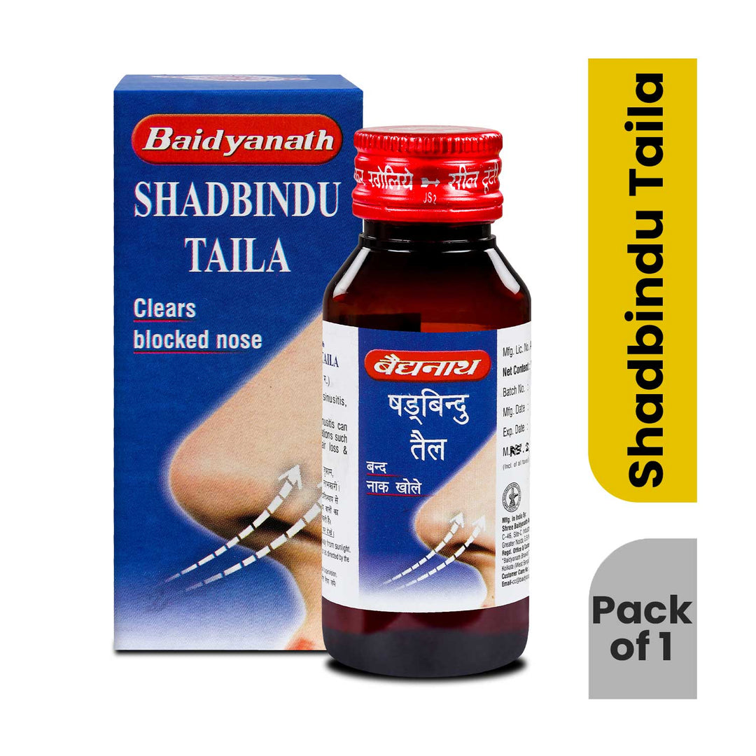 Baidyanath Shadbindu Tel Helps to Reduce Severe Pain in the head and feeling of sensitivity to light. 50 ml