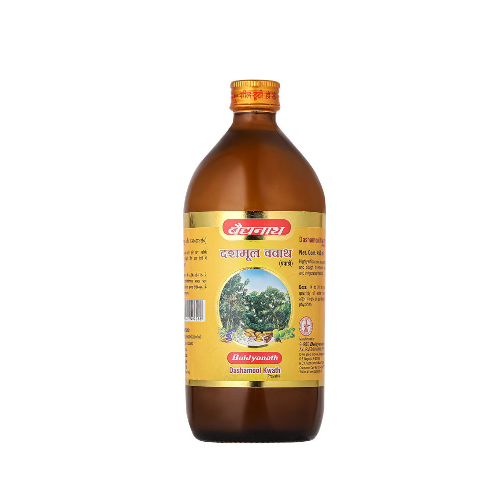 Baidyanath Dashmool Kadha Helps in pupeural fever and cough. It also helps in removing weakness and invigorates the body 450 ml.