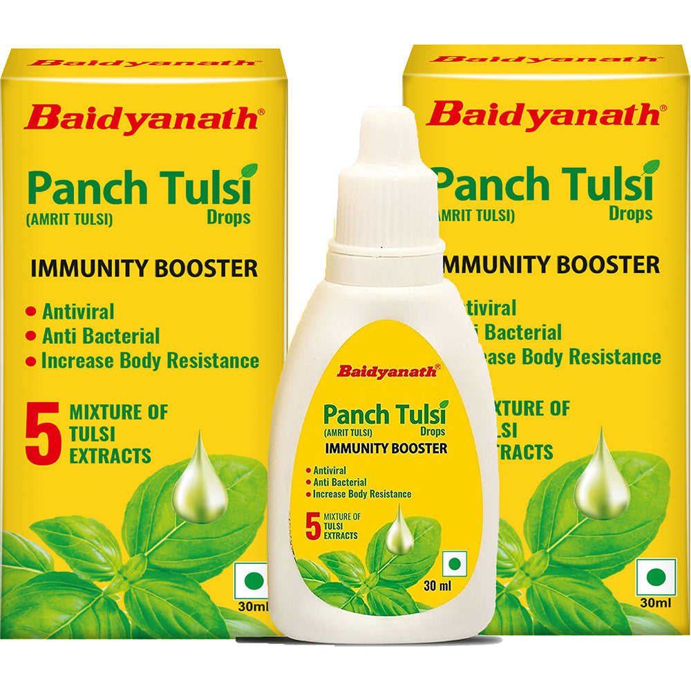 Baidyanath Panch Tulsi Drops - 30 ml | Natural Immunity Booster with Goodness of Five Types of Tulsi (Pack of 2)